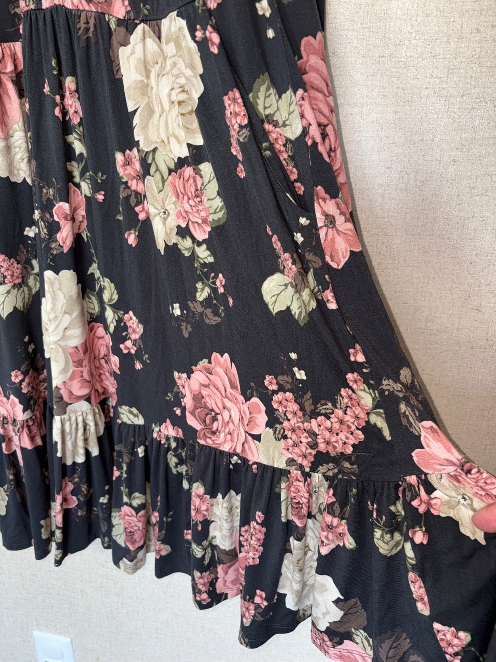 Torrid Super Soft Floral Long Sleeve Jersey Babydoll Dress Sz 1 Cottagecore - Picture 14 of 15